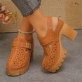 thumbnail image 6 of Women's Block Heel Clogs Closed Toe Perforated Design Casual Spring/Summer Shoes with Chunky Platform Heel Adjustable Buckle Strap Non Slip Comfortable Sandals for Women, 6 of 10