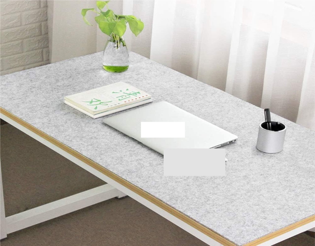 Felt Desk Mat Gaming Mouse Pad Not-Slip Anti-scalding Desktop Protector Large Office Writing Desk Mat Durable Home-Gray 120x60cm(47x24inch)