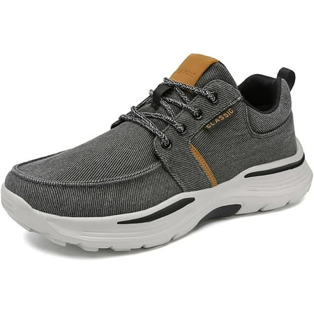 Mens Canvas Slip On Loafers Lace Up Breathable Lightweight Classic Leisure Dress Oxfords Business Shoes Walking Shoes