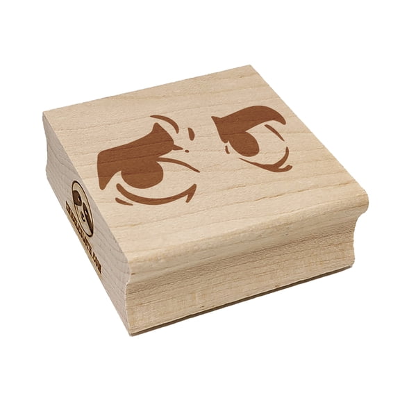 Worried Cartoon Eyes Looking to the Side Square Rubber Stamp Stamping Scrapbooking Crafting - Small 1.25in