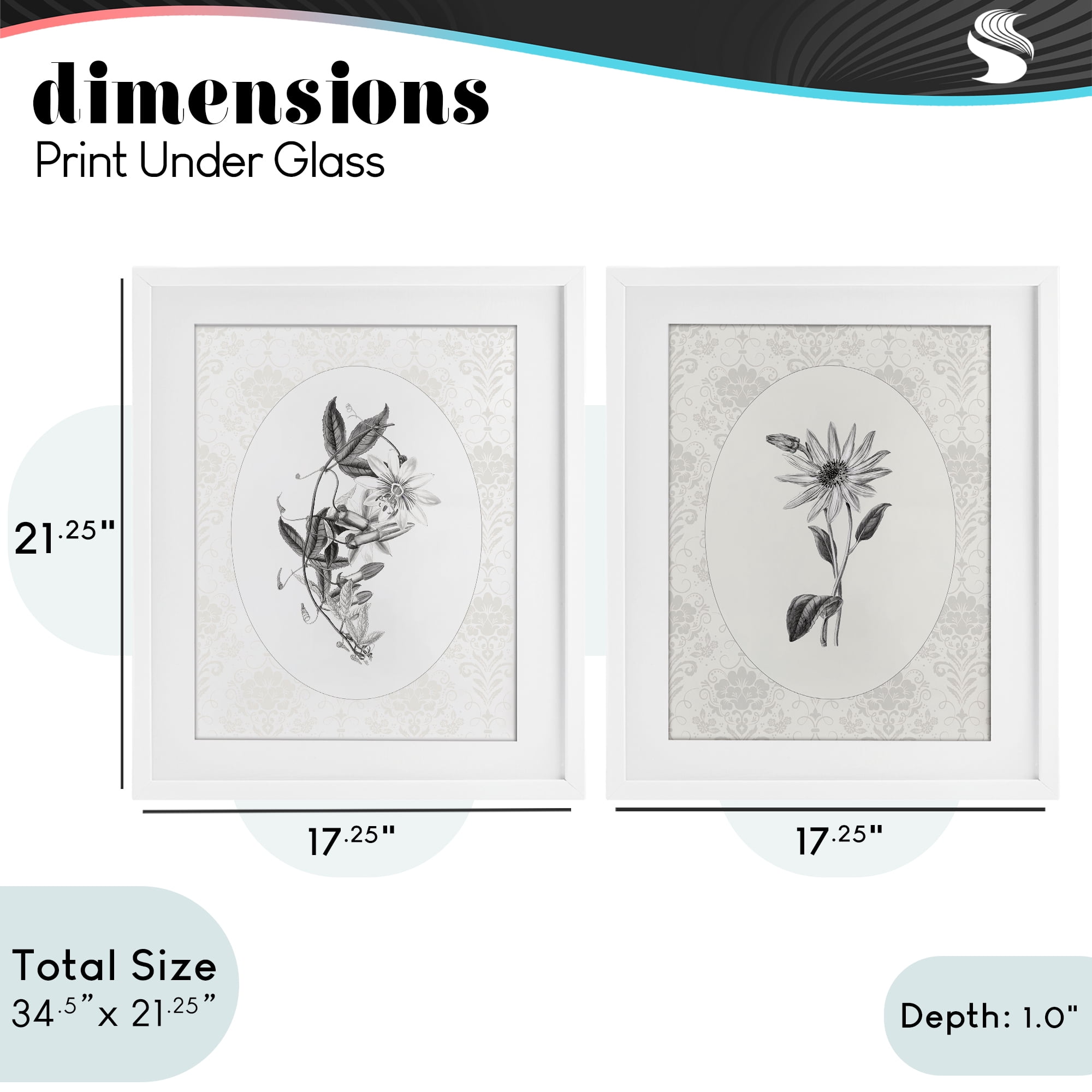 Stupell Industries Vintage Flowers & Lace 2 Piece White Framed Print Under Glass Set, design by CAD Designs