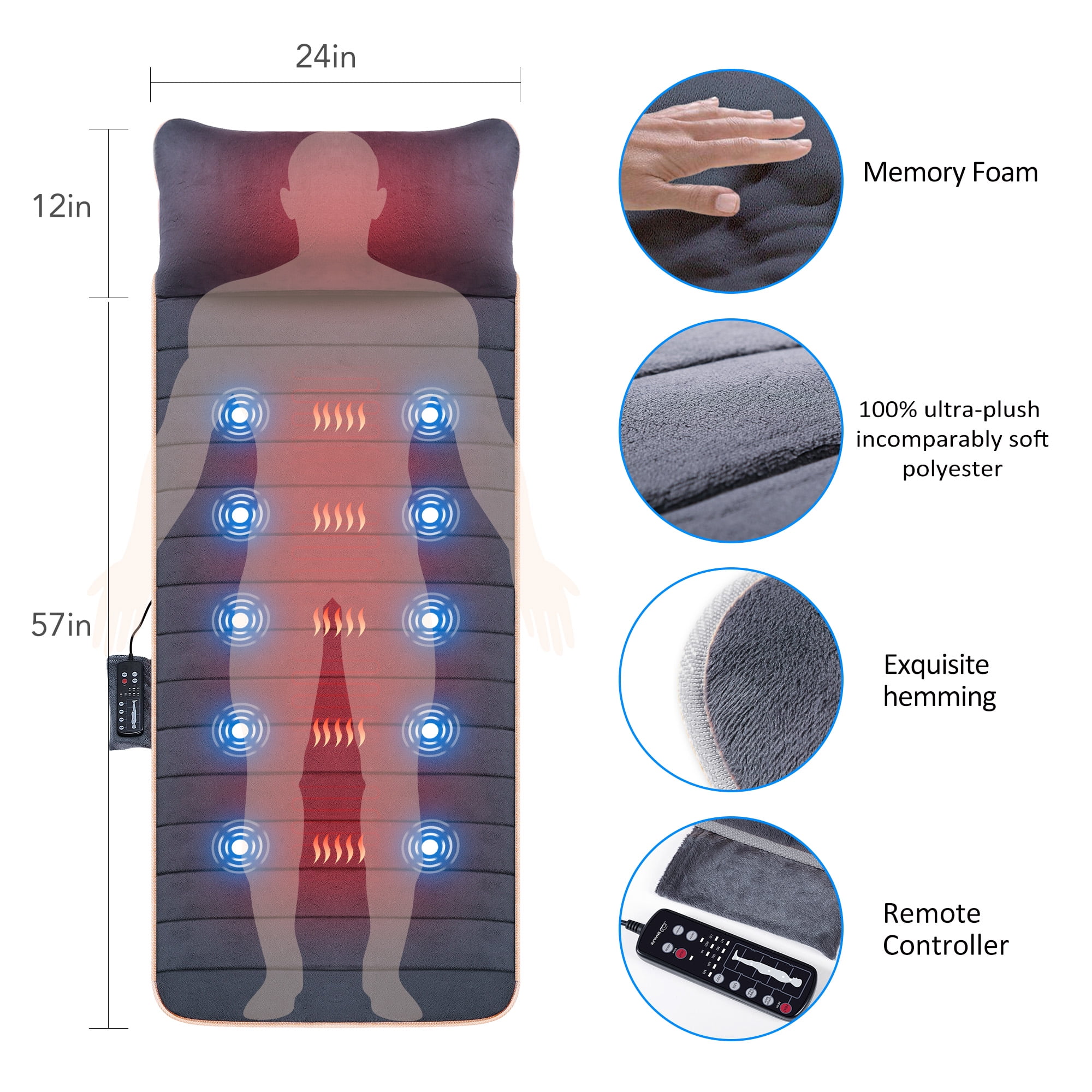  Snailax Massage Mat with 10 Vibrating Motors and 4