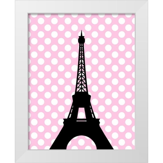 Robinson, Tamara 26x32 White Modern Wood Framed Museum Art Print Titled - Eiffel Tower Polka Dots