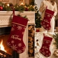 thumbnail image 5 of Yhmxh Velvet Christmas Stocking, 19 Inch Large Xmas Stocking with Golden Snowflake Embroidery & Merry Christmas Lettering, Hanging Plush Cuff Stocking for Fireplace Mantel Christmas Home Decor, 5 of 6
