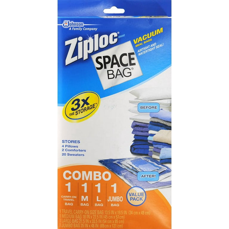 Ziploc Space Bag 2 Jumbo Bags 3x The Storage 35x48 Vacuum Seal Airtight for  sale online