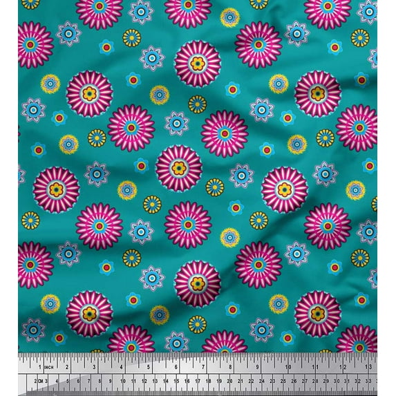 Soimoi Poly Georgette Fabric Flower Artistic Decor Fabric Printed Yard 42 Inch Wide