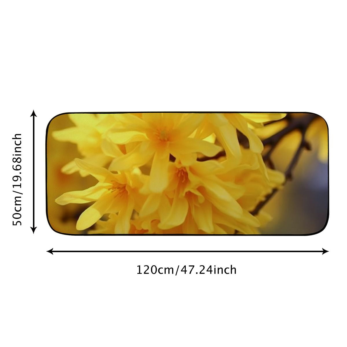 Qinduosi Decorative Door Mat, Door Mat with Non-Slip Rubber Backing, Easy Cleaning, Traps Dirt, for Entry, Patio, Garage - Forsythia Flowers Forsythia Flowers Ornamental Shrub 19.68*47.24 in