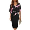 thumbnail image 2 of Mini vestido de dos piezas con estampado floral de manga corta con cuello en V causal sexy para mujer Fridja qw6325, 2 of 8