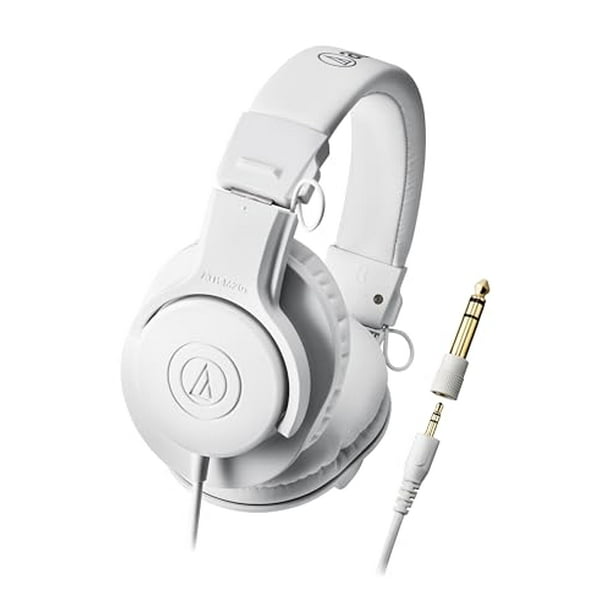Audio-Technica ATH-M20x - Auriculares profesionales para monitor de estudio, color blanco