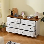 Homy Casa Modern 6 Drawer Dresser, Space-Saving Design for Bedroom Storage, White