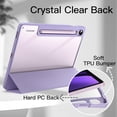 thumbnail image 3 of czcpp-Case pour Samsung Galaxy Tab S10 FE / S9 FE 10.9 Pouces avec Support pour S Pen, Dos Rigide Transparent, Support Tri-Fold Protecteur, Réveil/sommeil Automatique (Violet Clair), 3 of 4