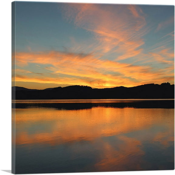 ARTCANVAS Lake Sunset Home Decor Square Canvas Art Print - Size: 26" x 26" (1.50" Deep)