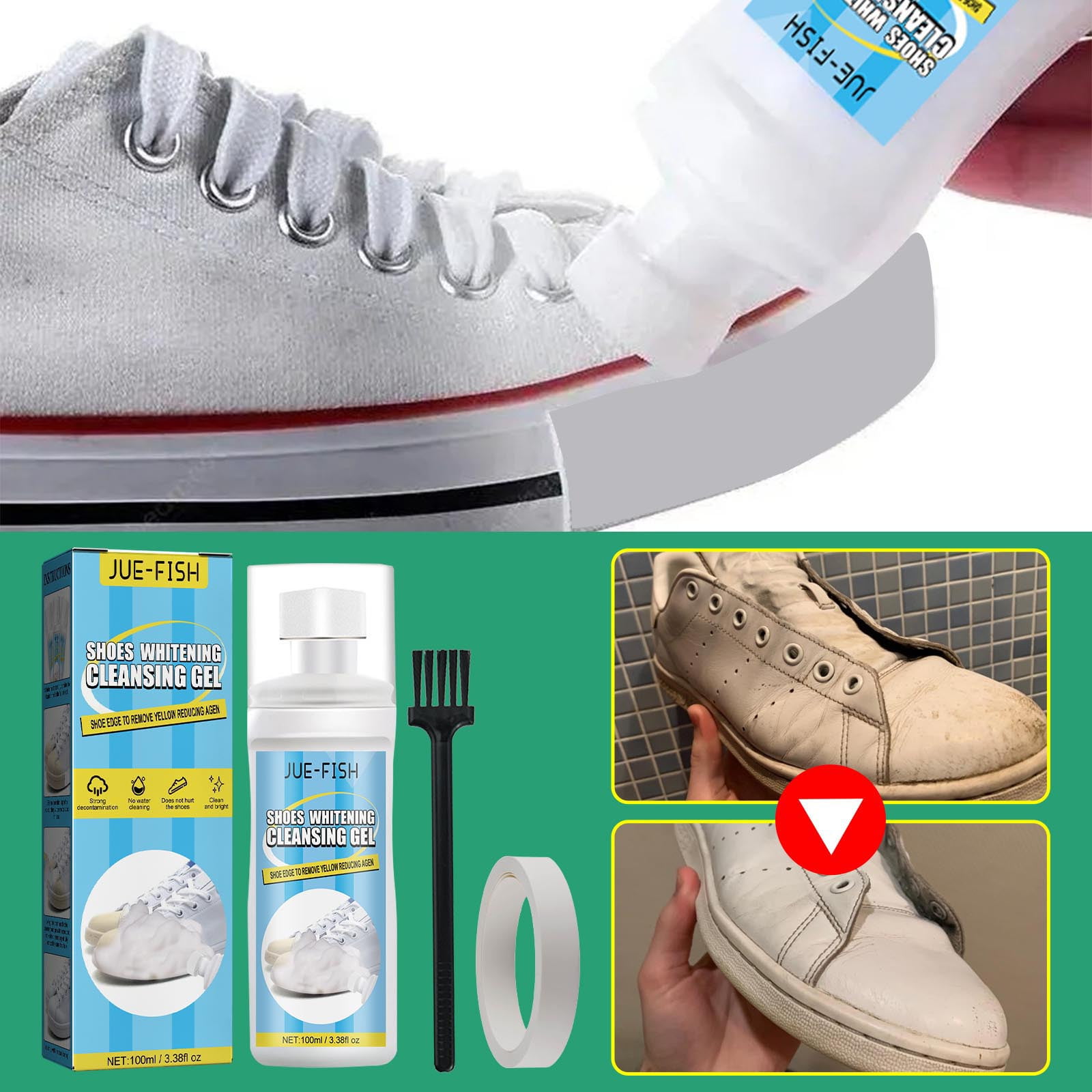 Tzchesanchi White Shoe Cleaning Cream Not Hurt Hands and Shoe Care Suitable for Car Interiors Sneakers, Adult Unisex
