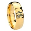 Tungsten Kanji Faith 8mm Glossy 18K Yellow Gold Dome Polished Men Ring