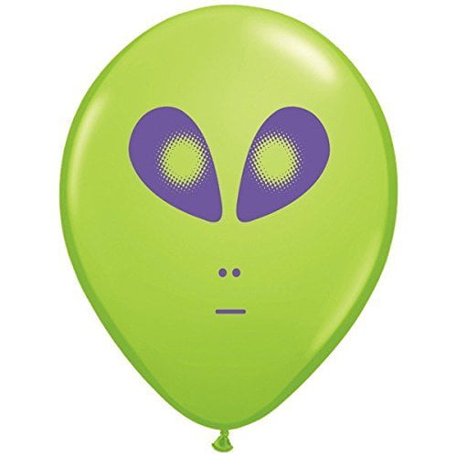 Green Alien Print 5" Latex Balloons Pack of 10 