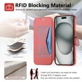 thumbnail image 5 of Allytechgroup Compatible with iPhone 12 Wallet Case with Camera Lens Protector, PU Leather Kickstand Card Slots Case Magnetic Shockproof Protective Back Cover Bumper for Women Men, Red, 5 of 11
