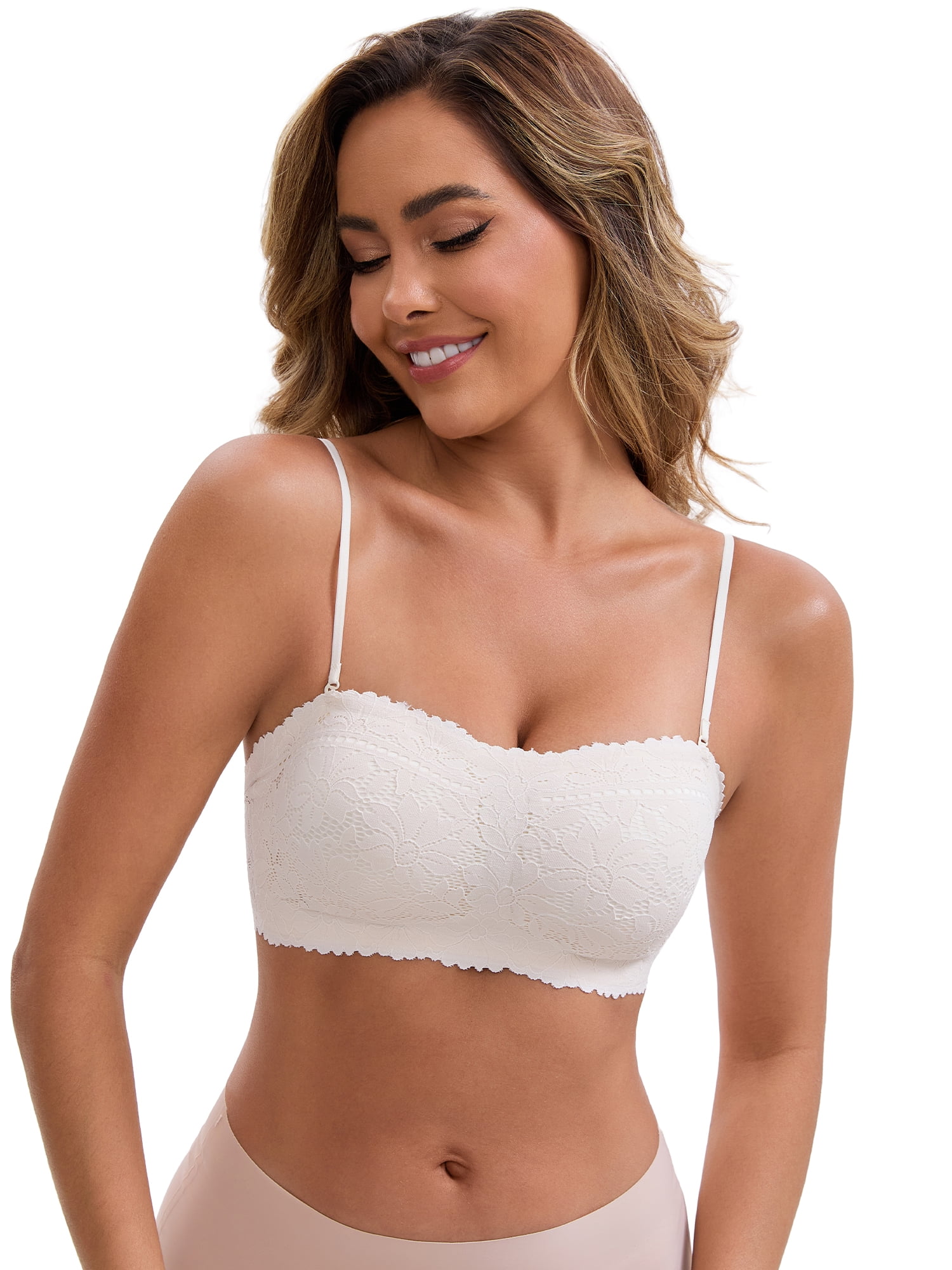 DARING DIVA Strapless Wireless Tube Bra Anti-Slip Push Up Lightweight S White