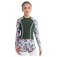 thumbnail image 1 of Yhong Kids Girls 2Pcs Rash Guard Swimsuit Vibrant Print Sun Protection Top and Shorts Surfing Beach Bathing Suit Green 90, 1 of 7
