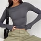thumbnail image 3 of Camiseta de manga larga para mujer, camisetas informales ajustadas, jerséis básicos, ropa de calle, Tops cortos, Y2k, primavera y otoño, 3 of 5