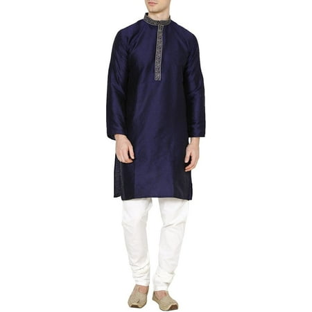 

Royal Mens Blue Jacqaurd Silk Embroidered Traditional Kurta And Pyjama Set