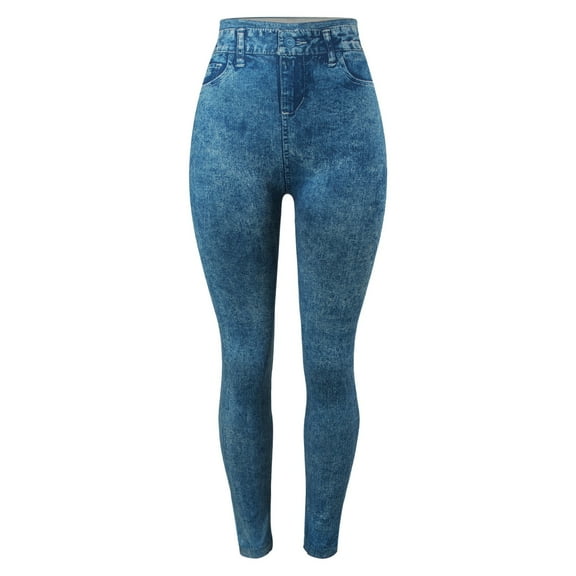 NAFUU High Waisted Leggings For Women Winter Lined Leggings Women's Denim Print Seamless Leggings Tights Versatile High Stretchy Pencil Pants Athletic Leggings