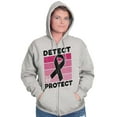 thumbnail image 3 of Detect Protect Breast Cancer Aware Zip Hoodie Sweatshirt Women Brisco Brands M, 3 of 6