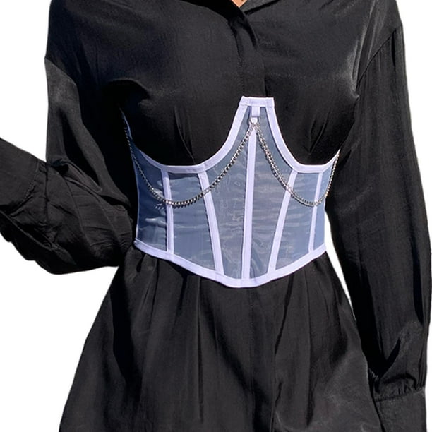 Camiseta Blusa de vestir para mujer jinwen Con cinturón corsé Cadena de cintura