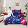 thumbnail image 4 of Homewish Video Game 3-Piece Full Size Comforter Sets,Abstract Gamepads Bedding Comforter Set,Geometric Honeycomb Lightweight Bedding Sets,Ultra Soft Home Decor,Reversible, 4 of 8