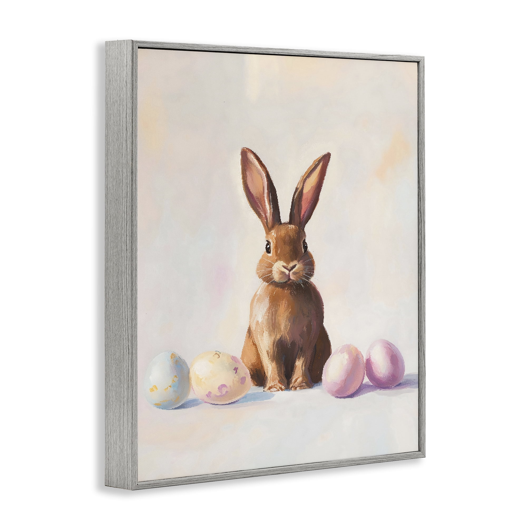 Stupell Industries Easter Bunny with Pastel Eggs Gray Framed Giclee Art, design by The Prints Vibe