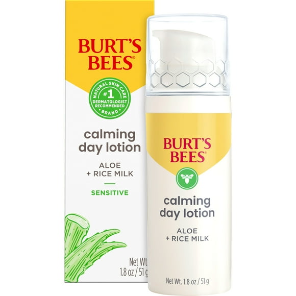 Burt's Bees Calming Day Lotion with Aloe and Rice Milk for Sensitive Skin, 1.8 Fluid Ounces