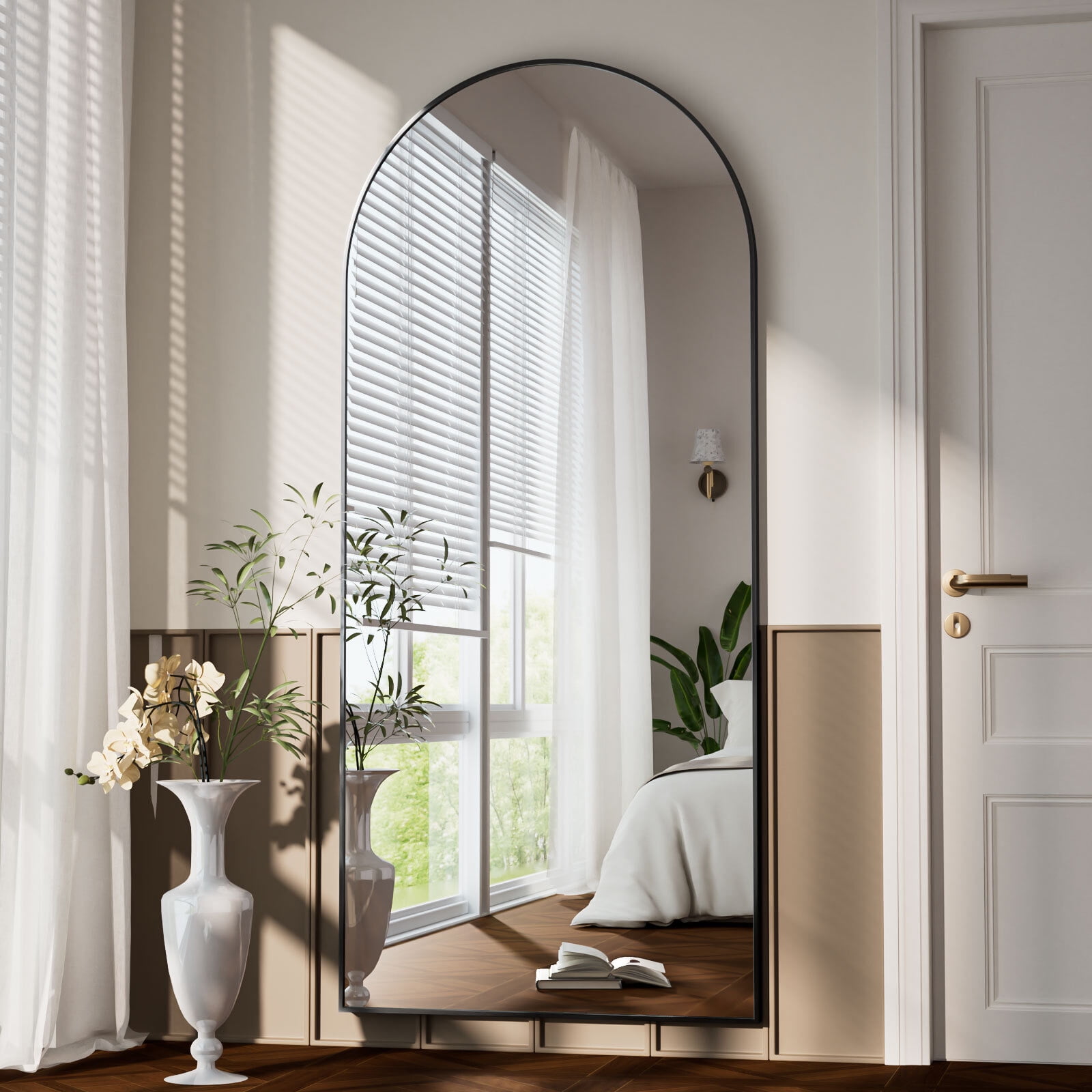 Cenovo 76"x 35" Arched Full Length Mirror Full Body Floor Mirrors, Black
