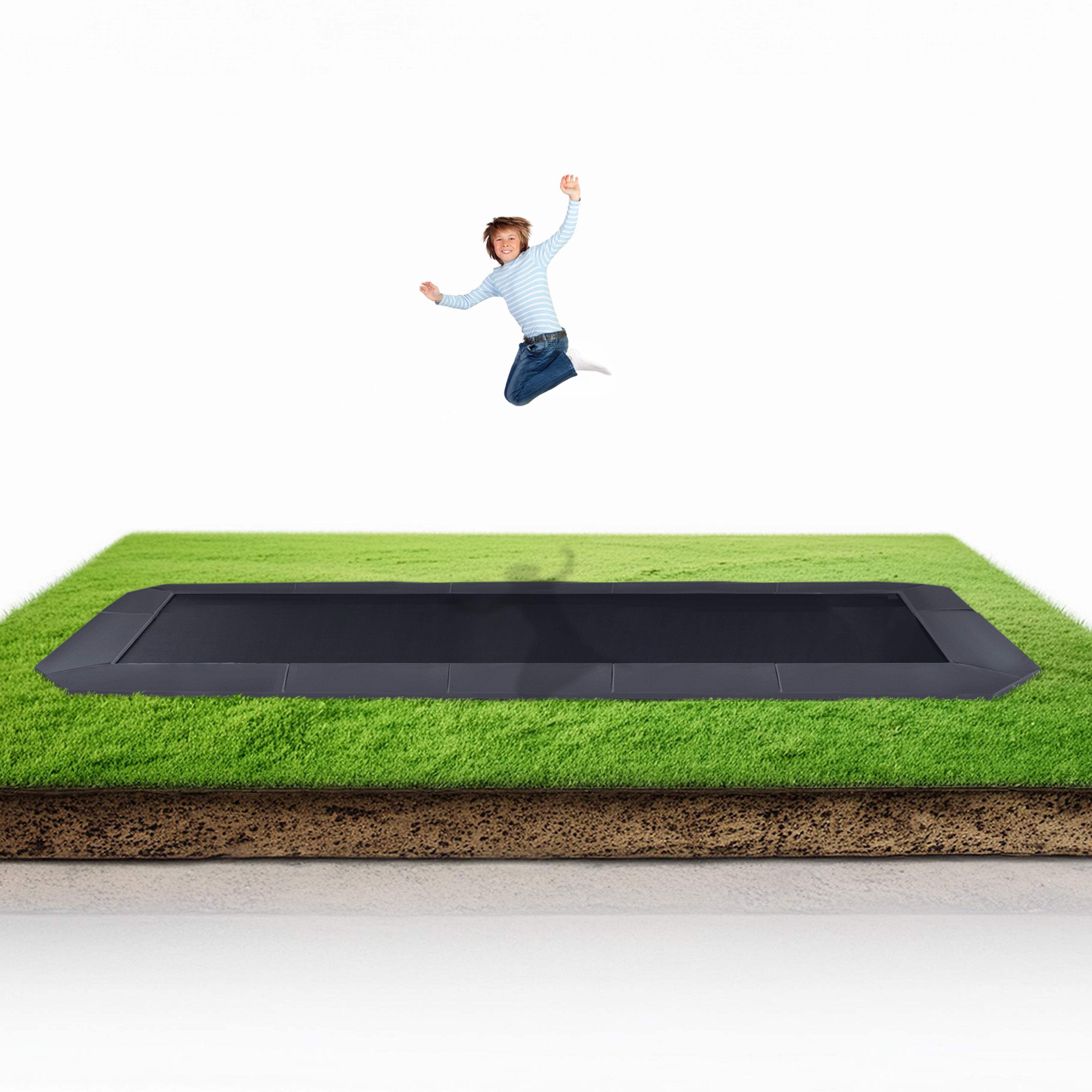 Summer Bundle! 12x18' Rectangle Pro-Line MAX Avyna In-Ground Trampoline + LED Lights + Cover