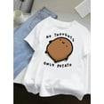 thumbnail image 1 of [Cute Potato Tee] Soft Cotton Women's Cute Potato Graphic Tee | Casual Round Neck Short Sleeve T-Shirt, Potato Print, Sizes S-XXL | Perfect for Spring and Summer, Casual Wear, Fun Casual , Smoot, 1 of 6