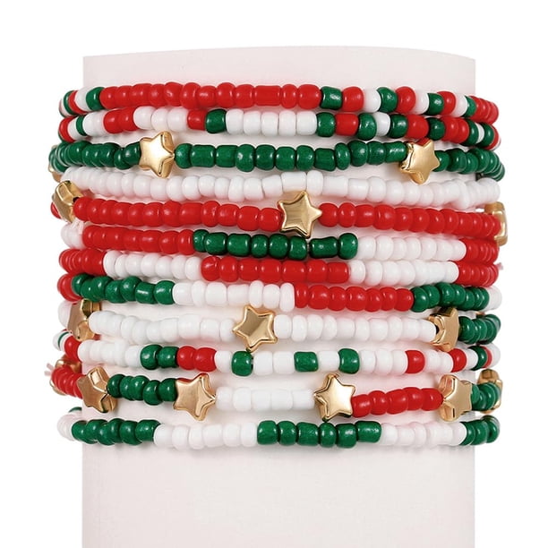 Set de pulseras Pingyongchang con bonitos abalorios navideños para mujeres y hombres