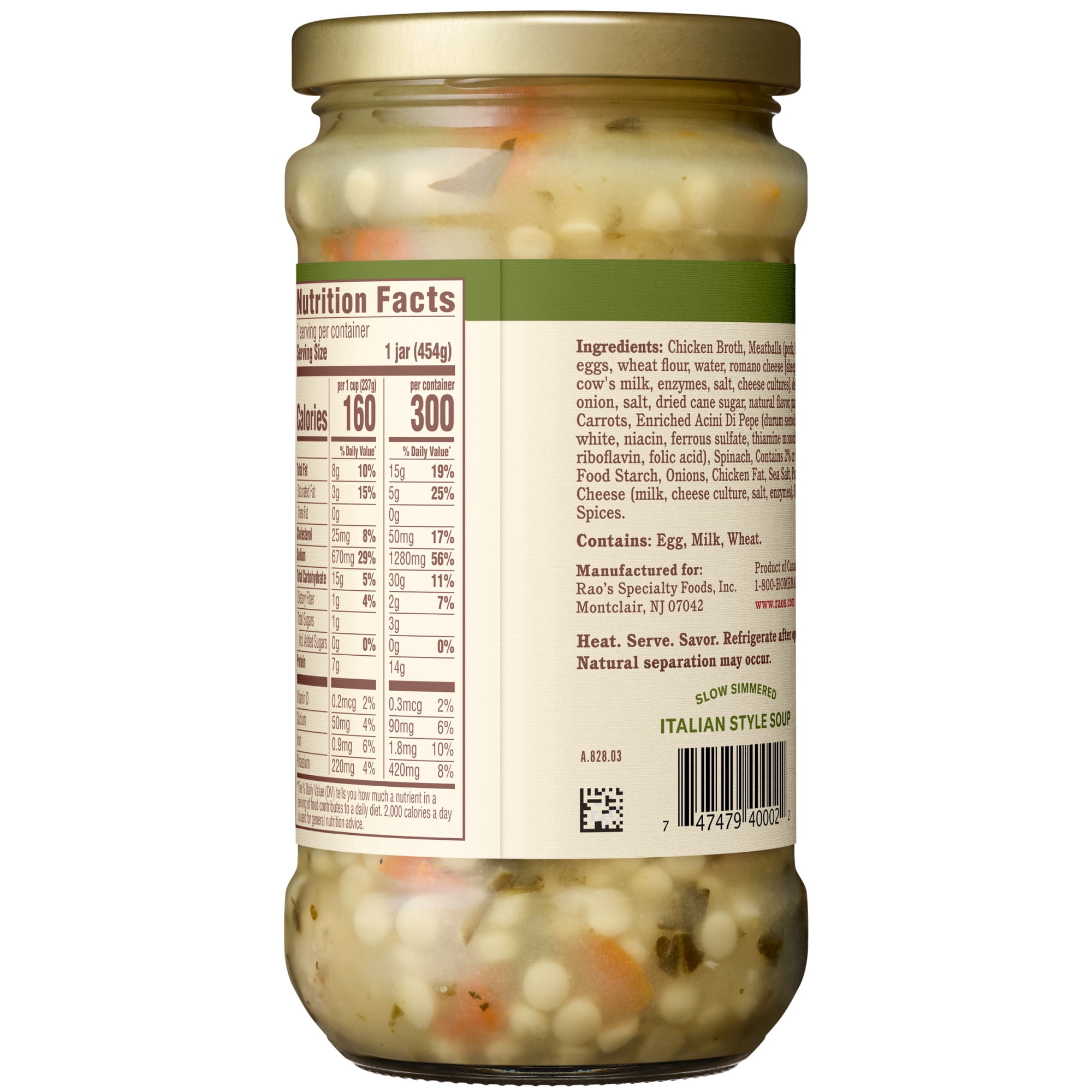 (3 pack) Rao’s Made for Home Italian Wedding Soup, 16 oz