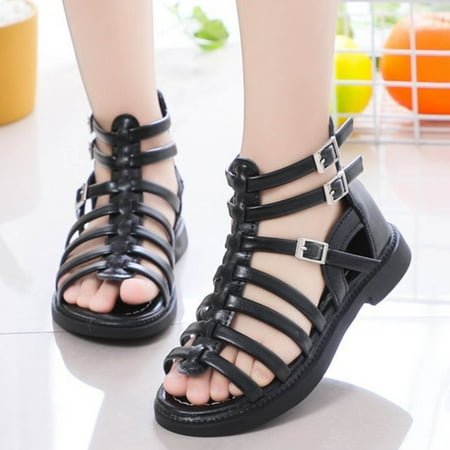 

Xijirk Girls Sandals Summer Children s Fashion Medium And Large Children s Roman Shoes with Soft Soles and Non for Kids Toddler Girl Sandals/Toddler Boy Sandals(Color:Q4 Black Size:12.5)