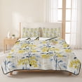 thumbnail image 3 of King Quilt Set 96''x106'', Yellow Blue Spring Floral Lightweight Bedspread Coverlet Set with 2 Pillow Shams, Summer Botanical Farmhouse Breathable All Season Quilt Bedding for Bedroom/Guest Room, 3 of 9