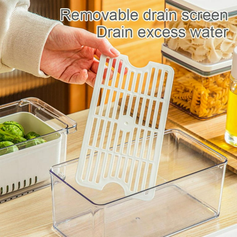 food storage container with removable drain plate and lid fridge