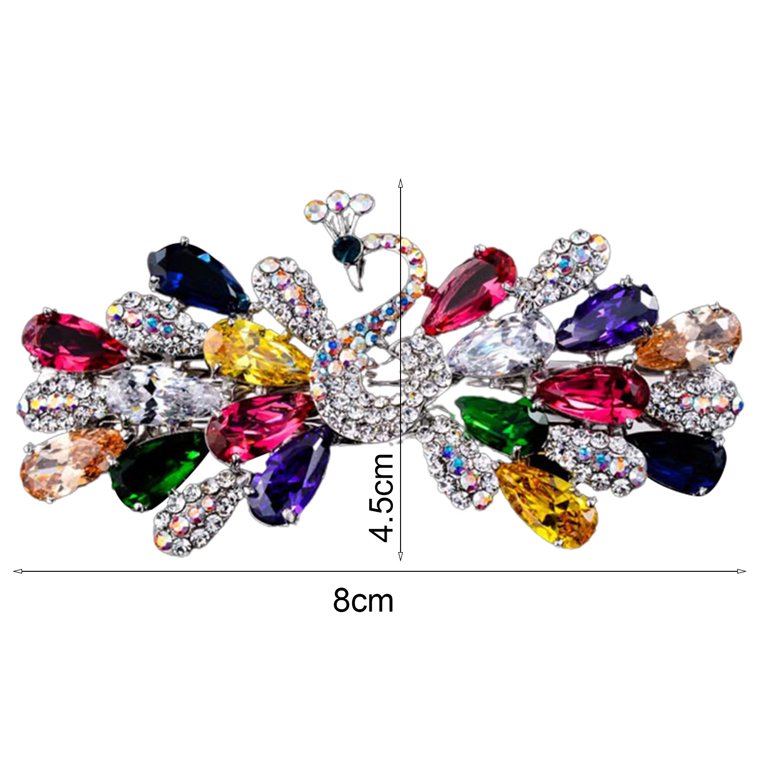 Double Flower Rhinestone Hair Clip For Women Crystal Fancy Hair Clips Thick  Long Decorative hair Accessories 