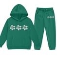 thumbnail image 5 of Ymyiu Toddler Girl Hoodie Girl's 2 Piece Outfits Graphic Hoodies Sweatshirt and Pants Set Sweatsuits Size 7-8 Years(Dark Green, 7-8 Years), 5 of 6