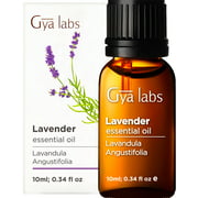 Gya Labs Lavender Essential Oil For Stress Relief, Sleep and Relaxation - Topical For Dry Skin and Irritation - Inhale to Ease Tension - 100 Pure Therapeutic Grade Lavender Oil For Aromatherapy - 10ml
