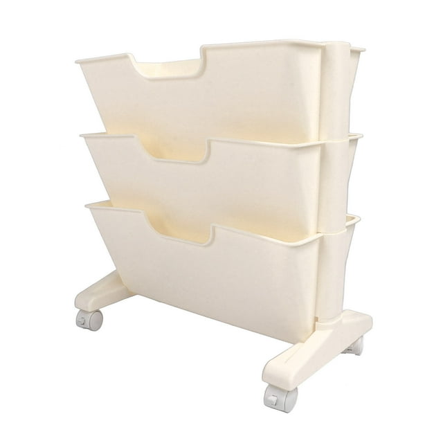 Porte-bibliothèque Mobile à 3 Niveaux avec Roues Moderne Élégant Design Magazines Fichiers Album Recette Livre Rangement Organisateur pour Canapé Lit à Côté