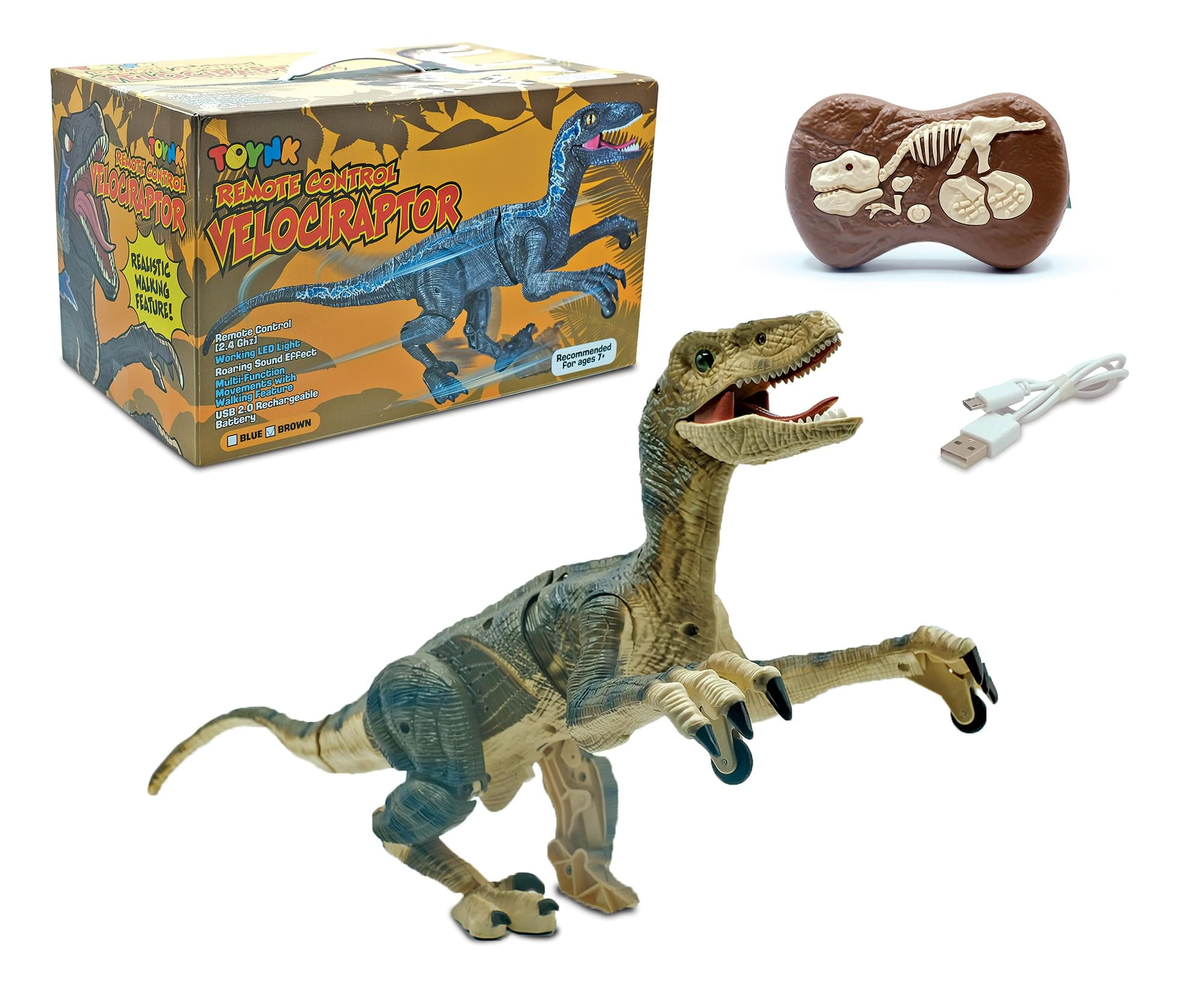 Remote Controlled BROWN T-Rex Dinosaur RC Toy Lifelike movement Walking w 