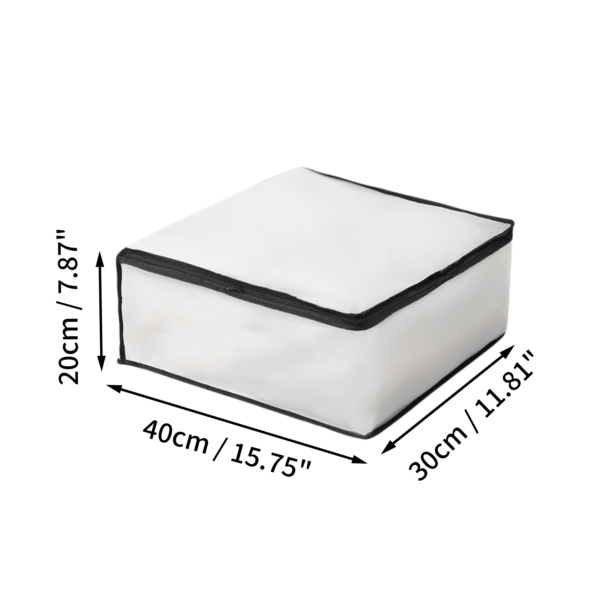 Unique Bargains Durable Storage Bag 1Pc Clear White Black 15.75"x11.81"x7.87"
