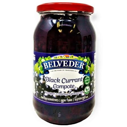 Belveder Blackcurrant Compote, No Preservatives Added, Non-GMO, Gluten Free and Vegan 31.74 Oz Pack of 1