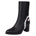 thumbnail image 1 of NECHOLOGY Botas Mujer Zapatos Botines de mujer Color sólido simple Amor Corazón Decoración de encaje Cómodo Tacón grueso Punta media en punta Botas de tamaño Botines Botas (Black, 6.5), 1 of 7