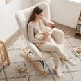thumbnail image 1 of Mecedora Silla Sillón Reclinable Terciopelo Moderno Individual Blanco, 1 of 9