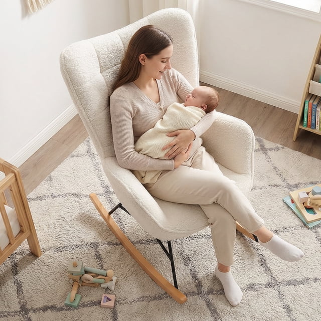Mecedora Silla Sillón Reclinable Terciopelo Moderno Individual Blanco