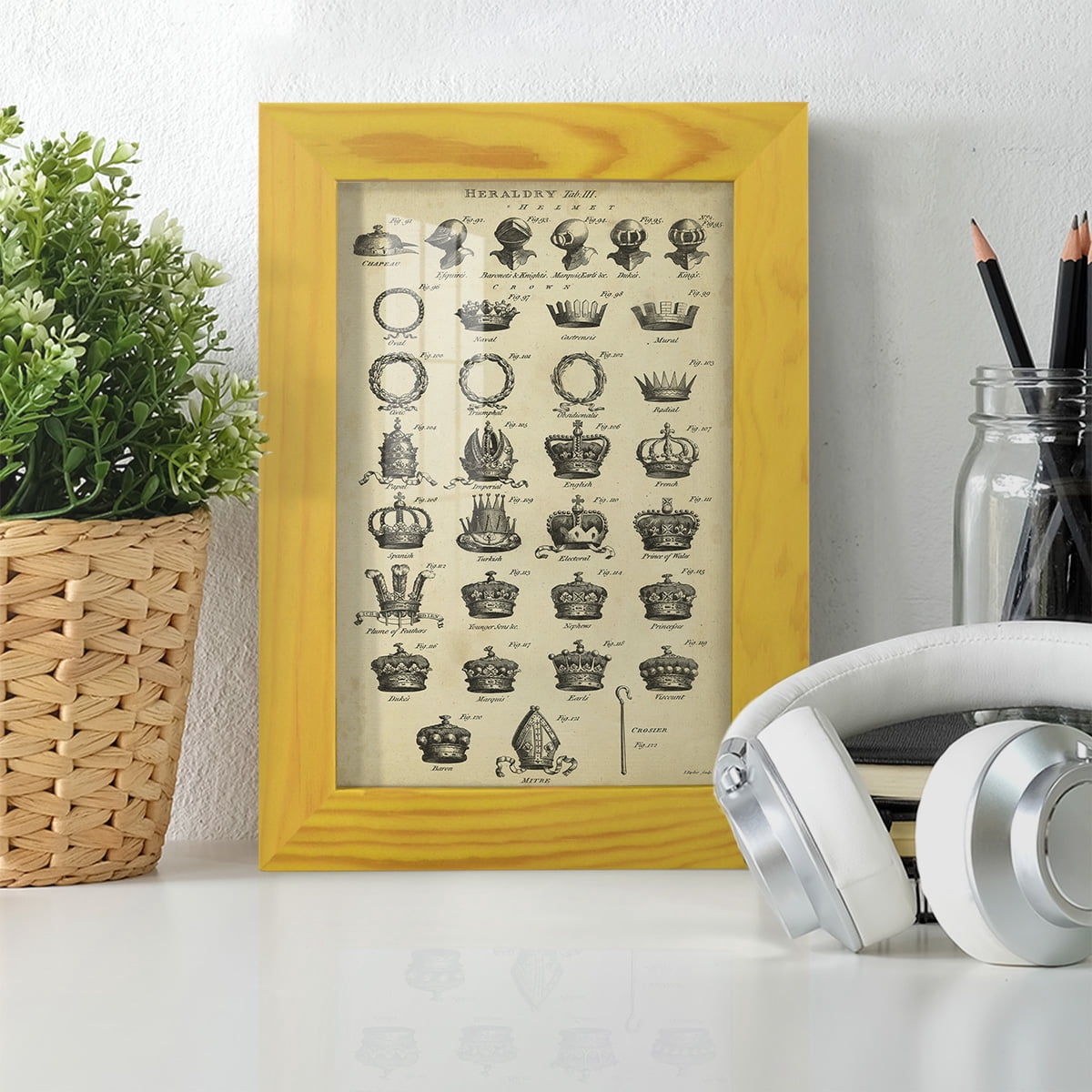 Deckled Encyclopediae IV (AS) -Framed Print w/glass-Sunflower Yellow