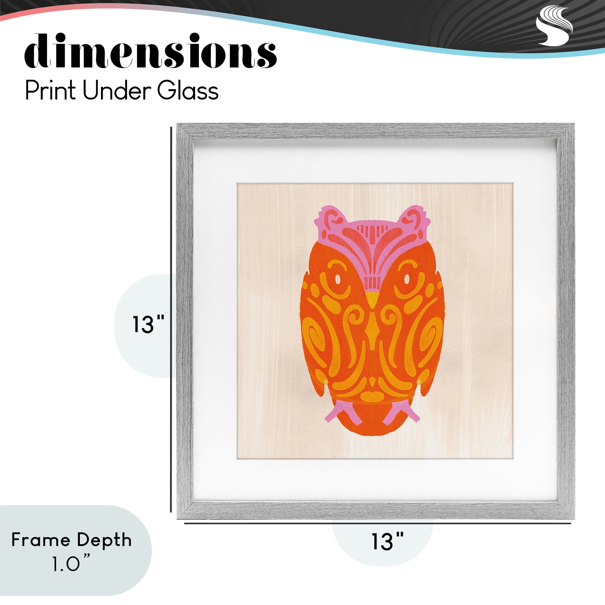 Stupell Industries Vibrant Folk Owl Motif Gray Framed Print Under Glass, design by The Paper Curator